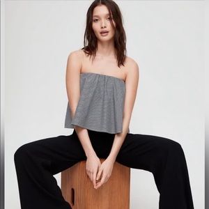 Aritzia babaton eckerd blouse tube top black and white gingham size small